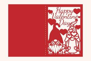 Valentine Gnome  Greeting Card Papercut vector