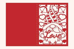 Valentine Gnome  Greeting Card Papercut vector