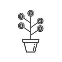 dinero árbol icono vector elemento