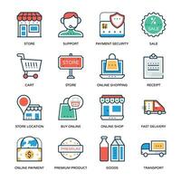 Pack of Shopping and Support Flat Icons vector