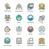 Project and Outsourcing Flat Vector Icons Set