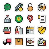 Flat Icons of Delivery and Shipping vector