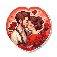 AI generated Valentines Day stickers. Love tenderness and romantic feelings concept AI Generative photo