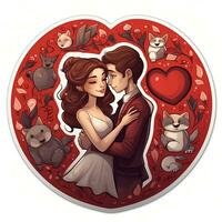 AI generated Valentines Day stickers. Love tenderness and romantic feelings concept AI Generative photo