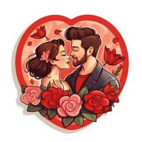 AI generated Valentines Day stickers. Love tenderness and romantic feelings concept AI Generative photo