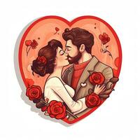 AI generated Valentines Day stickers. Love tenderness and romantic feelings concept AI Generative photo