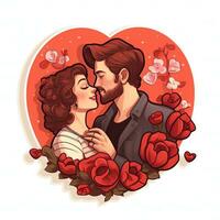 AI generated Valentines Day stickers. Love tenderness and romantic feelings concept AI Generative photo