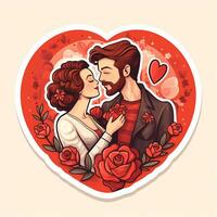 AI generated Valentines Day stickers. Love tenderness and romantic feelings concept AI Generative photo