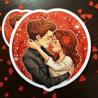 AI generated Valentines Day stickers. Love tenderness and romantic feelings concept AI Generative photo