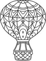 Circus Hot Air Balloon Isolated Coloring Page vector