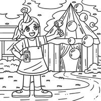 Circus Child Blowing Bubbles Coloring Page vector