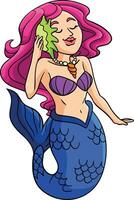 hermosa sirena dibujos animados color clipart vector