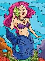 Beautiful Mermaid Colored Cartoon Illustration vector