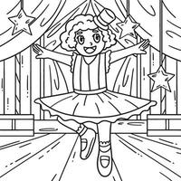 Circus Ballerina Coloring Page for Kids vector