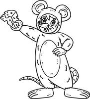 Circus Man in Mouse Costume Isolated Coloring Page vector