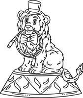 Circus Lion Biting Whip Isolated Coloring Page vector