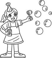 Circus Child Blowing Bubbles Isolated Coloring vector