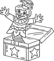 Circus Clown in a Box Isolated Coloring Page vector