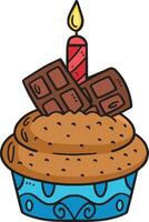 Birthday Cupcake with Candle and Chocolate Clipart vector