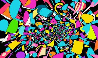 abstract background, random shapes towards the middle, colorful vector