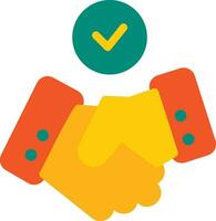 apretón de manos acuerdo contrato acuerdo vector plano icono, adecuado para negocio o inversión o oficina objetivo.