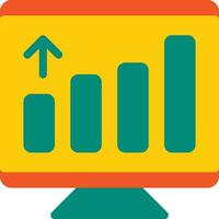 gráfico crecimiento presentación reporte monitor vector plano icono, adecuado para negocio o inversión o oficina objetivo.