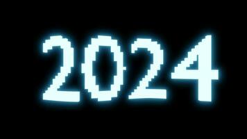 il anno 2024 è mostrato nel un' pixelated font video