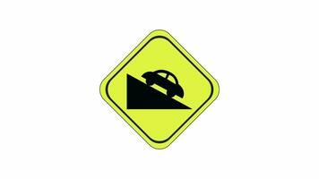 The animation forms a descending street traffic sign icon video