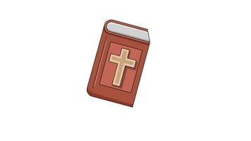 geanimeerd video van een boek icoon met een kruis logo