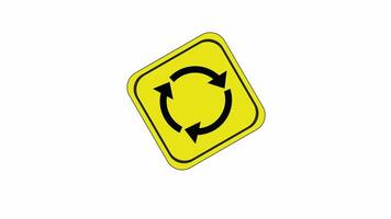 animated video of a turning road traffic sign icon