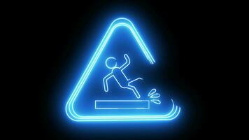 Animated slippery floor warning icon with a glowing neon effect video