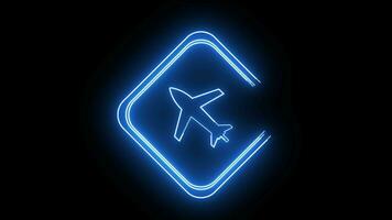 Animated flight path traffic sign icon with a glowing neon effect video