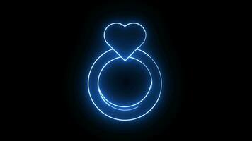 animiert Liebe Ring Symbol mit ein glühend Neon- bewirken video