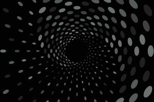 Digital black and white dots wave halftone spiral textured background vector