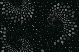 Digital black and white dots wave halftone spiral textured background vector