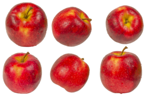 Set of ripe red apples isolated on a transparent background. png