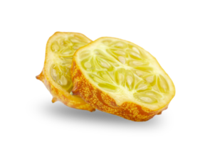 Cut slices of kiwano or cucumis metuliferus isolated on transparent background. png