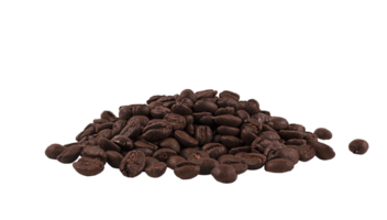 Roasted coffee beans isolated on a transparent background. Clipping path. png