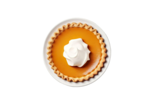 AI generated Pumpkin pie, top view isolated png