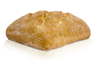 Freshly baked whole wheat bread isolated on transparent background. png