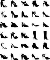 Set collections black high heels silhouette icon. women shoes logo design vector illustration