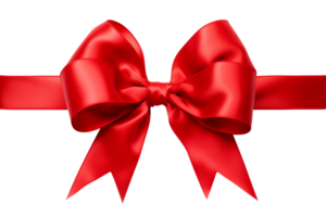 AI generated Red gift bow with ribbons isolated on transparent background png