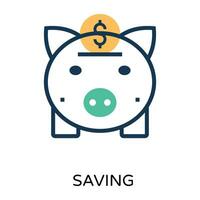 Trendy Piggy Bank vector