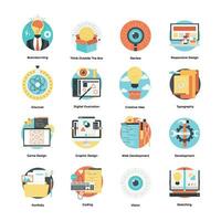 Software Design Flat Vector Icons Set