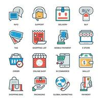 Pack of Online Shopping and Logistics Flat Icons vector