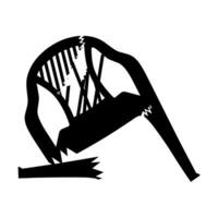 Broken chair vector silhouette on white background. Stool with broken legs.