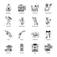 Pack of Western Glyph Icons vector