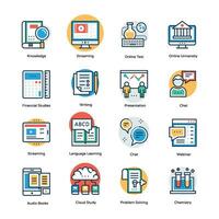 Flat Design Vector Icons of Digital Learning