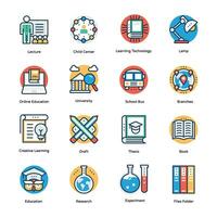 Flat Design Vector Icons of Education and Curriculum