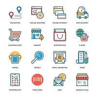 Pack of Online Shopping and Purchase Flat Icons vector